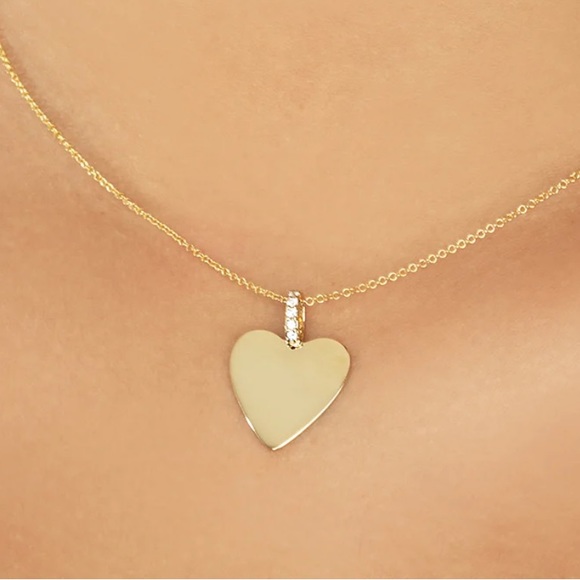 14 Kt Gold Heart Pendant with Diamond Bale Charm - Picture 2 of 6